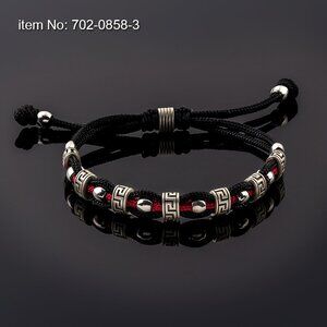 Axion Jewelry Greek Key Motif Braided Cord & Sterling Silver Men's Bracelet